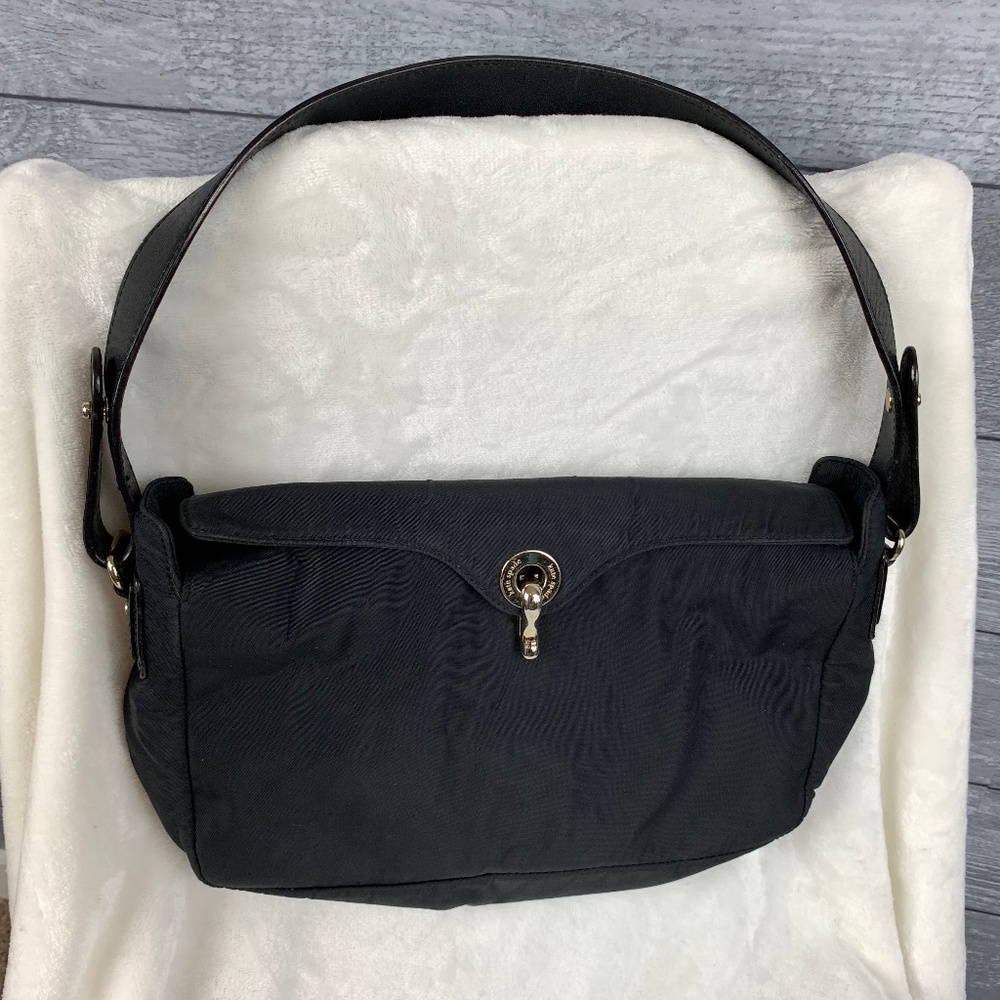 Kate Spade Black Fabric Foldover Clasp Purse